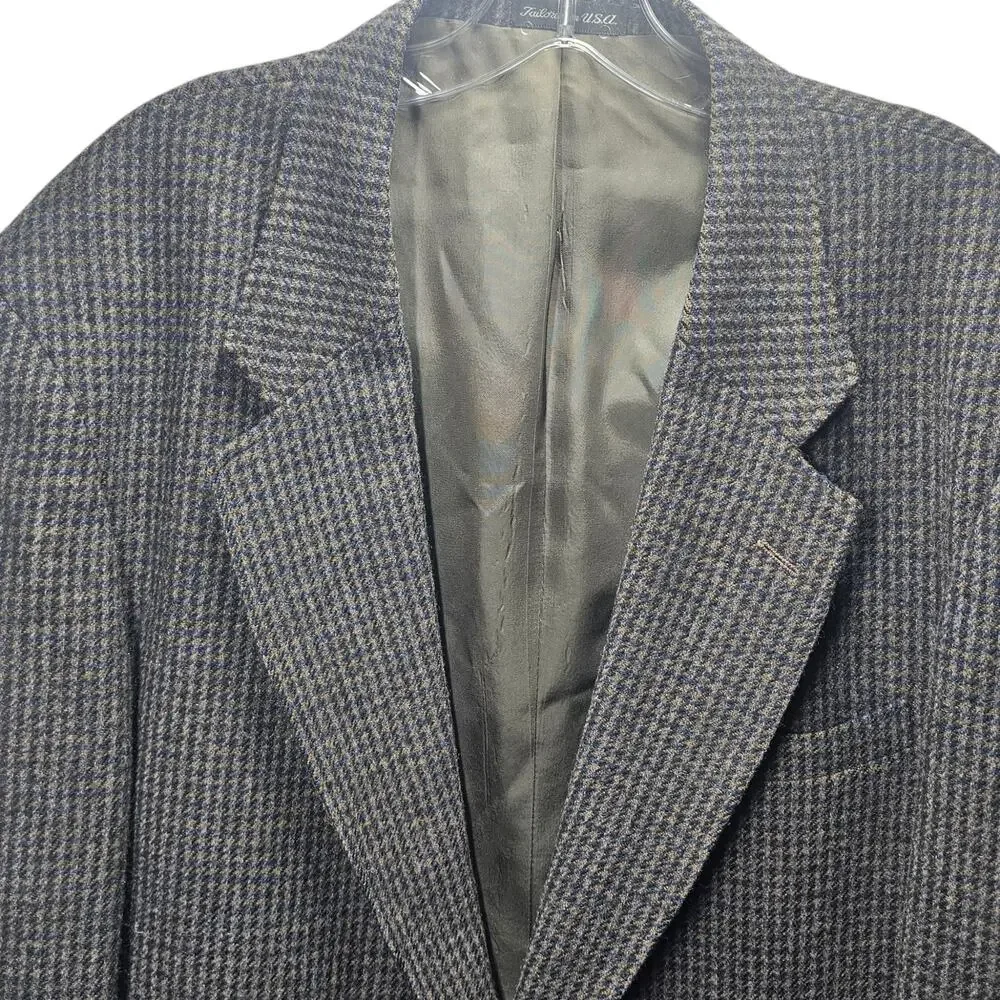 Vintage Woolrich Men's Wool Blend Blazer Sport Coat Gray Houndstooth Size L